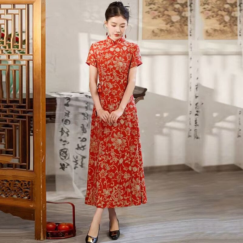 Beth and Brian Qipao-ZQYS Plus size, wedding red midi Cheongsam
