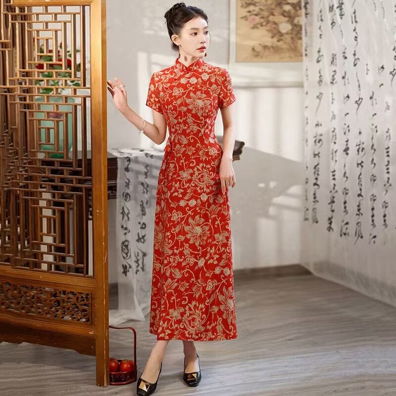 Beth and Brian Qipao-ZQYS Plus size, wedding red midi Cheongsam