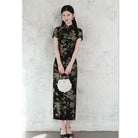 Beth and Brian Qipao-SYK Plus size, floral black long Cheongsam