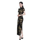 Beth and Brian Qipao-SYK Plus size, floral black long Cheongsam