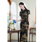 Beth and Brian Qipao-SYK Plus size, floral black long Cheongsam