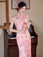 Beth and Brian Qipao-LSB Floral pattern, mesh fabric midi Cheongsam