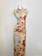 Beth and Brian Qipao-DBN New Chinese style (新中式), floral pattern midi Cheongsam