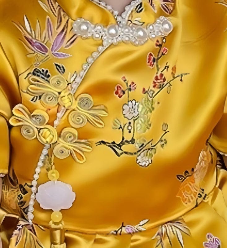 Beth and Brian Qipao-JNF Chinese outfit for baby, floral embroidery baby Tang Jumpsuit