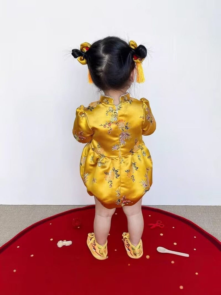 Beth and Brian Qipao-JNF Chinese outfit for baby, floral embroidery baby Tang Jumpsuit
