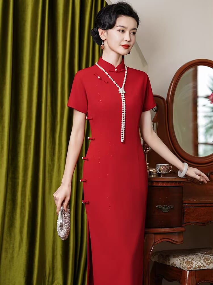 Beth and Brian Qipao-JD Qipao for wedding, red long Cheongsam