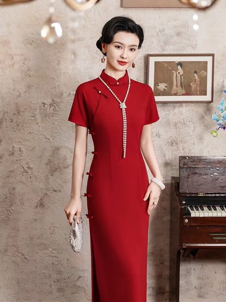 Beth and Brian Qipao-JD Qipao for wedding, red long Cheongsam