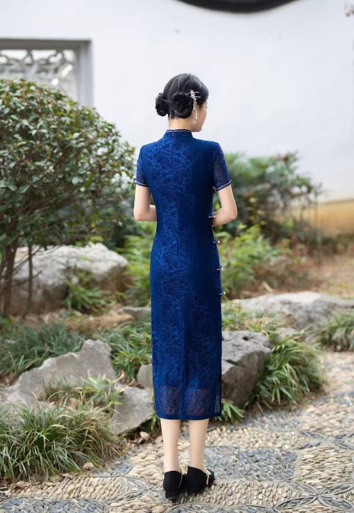 Beth and Brian Qipao-QDD Floral pattern midi plus size Cheongsam