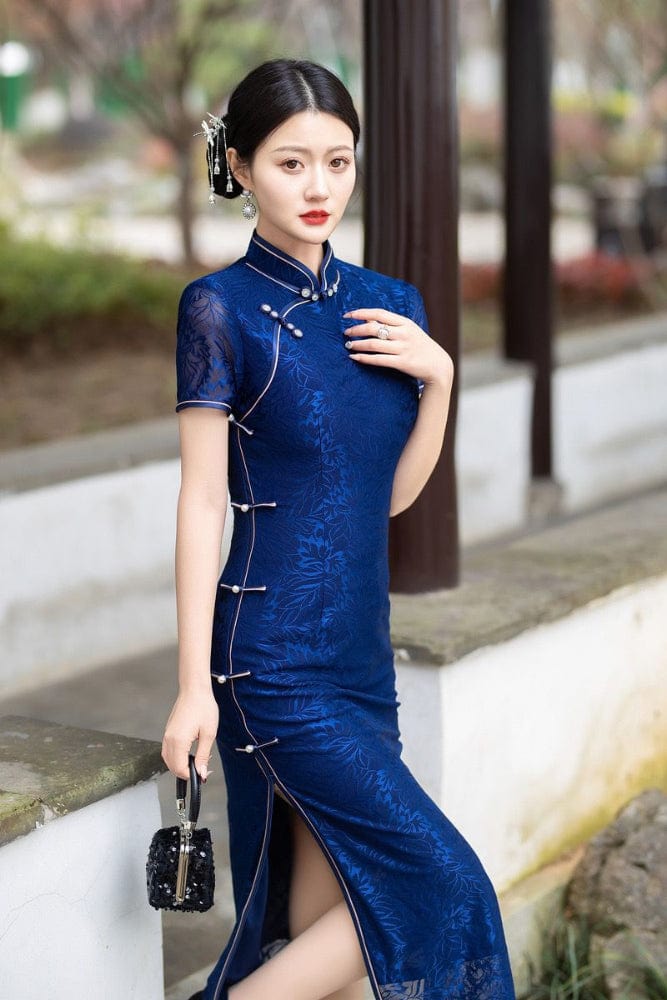 Beth and Brian Qipao-QDD Floral pattern midi plus size Cheongsam