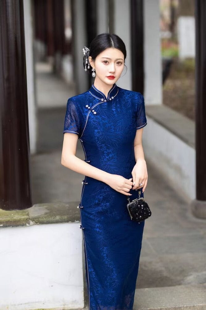 Beth and Brian Qipao-QDD Floral pattern midi plus size Cheongsam