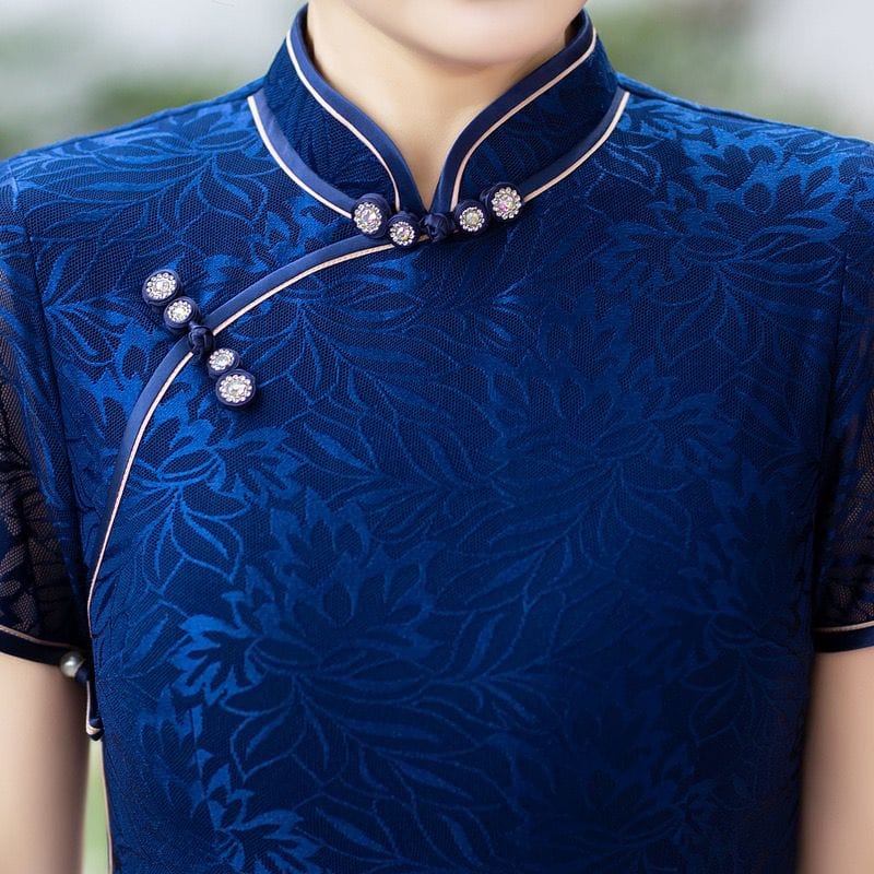 Beth and Brian Qipao-QDD Floral pattern midi plus size Cheongsam