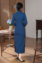 Beth and Brian Qipao-HYY Winter collection, Fleece-Lined, floral pattern midi Cheongsam