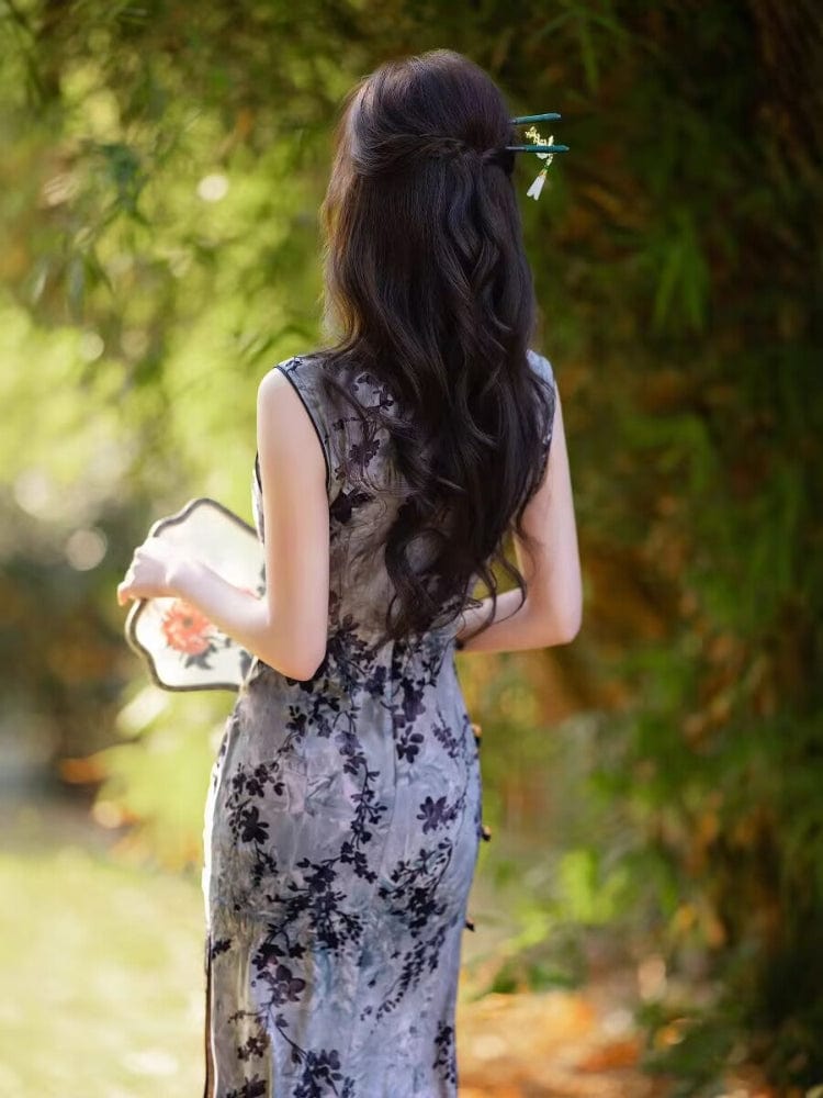 Beth and Brian Qipao-HYY Sleeveless, floral pattern, daily midi Cheongsam