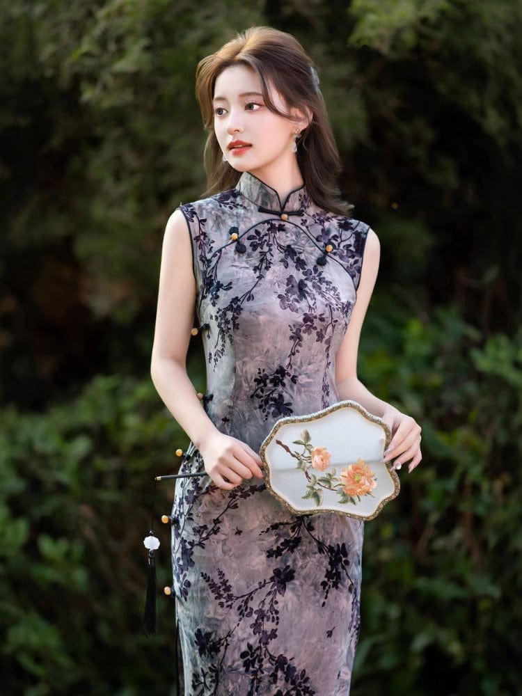 Beth and Brian Qipao-HYY Sleeveless, floral pattern, daily midi Cheongsam