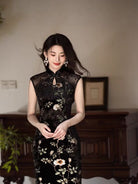 Beth and Brian Qipao-JLM New Chinese style(新中式), velvet black long Cheongsam