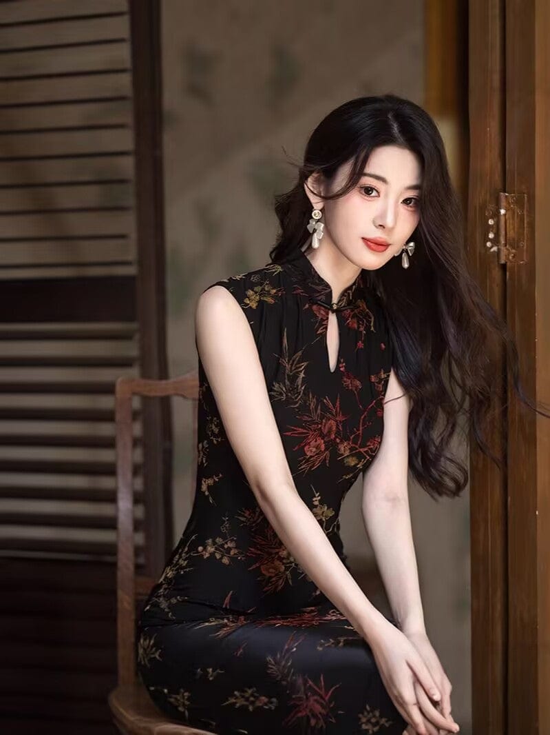 Beth and Brian Qipao-JLM New Chinese style(新中式), water drop collar long Cheongsam