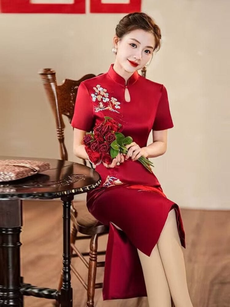 Beth and Brian Qipao-YSD Plus size, floral embroidery high-end Cheongsam