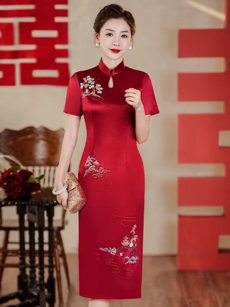 Beth and Brian Qipao-YSD Plus size, floral embroidery high-end Cheongsam