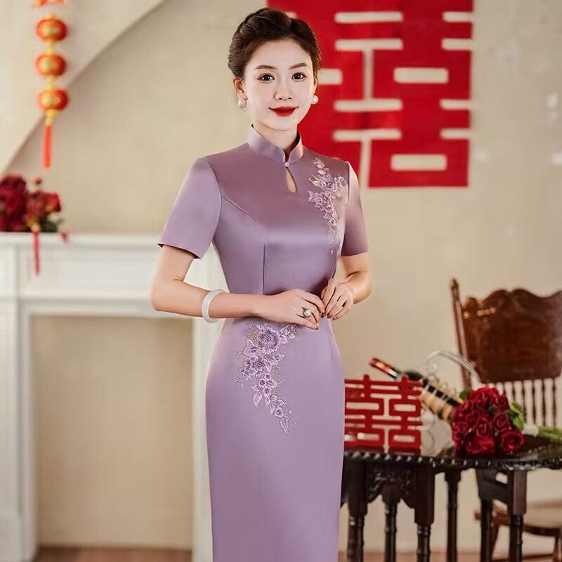 Beth and Brian Qipao-YSD Plus size, floral embroidery high-end Cheongsam