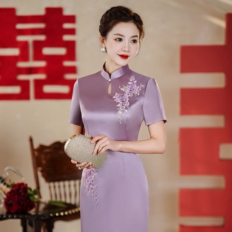 Beth and Brian Qipao-YSD Plus size, floral embroidery high-end Cheongsam
