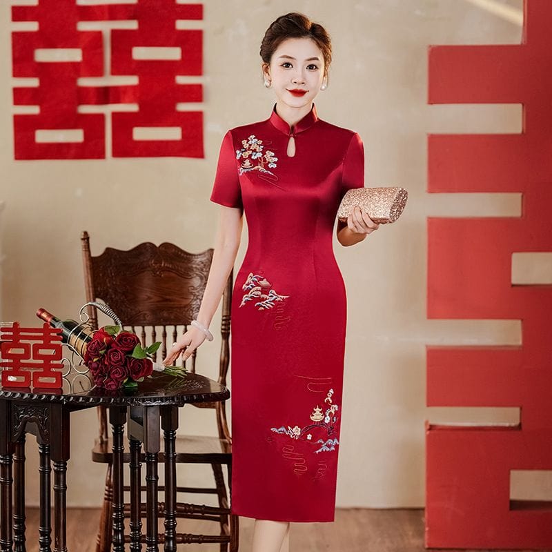 Beth and Brian Qipao-YSD Plus size, floral embroidery high-end Cheongsam