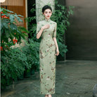 Beth and Brian Qipao-QCYJ Fan and floral pattern, plus size long Cheongsam for mother