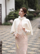 Beth and Brian Qipao-MLS Winter collection, lace pink midi Cheongsam