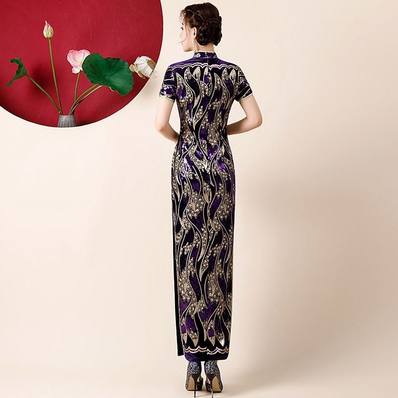 Beth and Brian Qipao-QCYJ Sequins Chinese prom dress, Sequins evening long Cheongsam