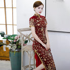 Beth and Brian Qipao-QCYJ Plus size, Sequins Chinese prom dress, Sequins evening long Cheongsam