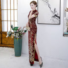 Beth and Brian Qipao-QCYJ Plus size, Sequins Chinese prom dress, Sequins evening long Cheongsam