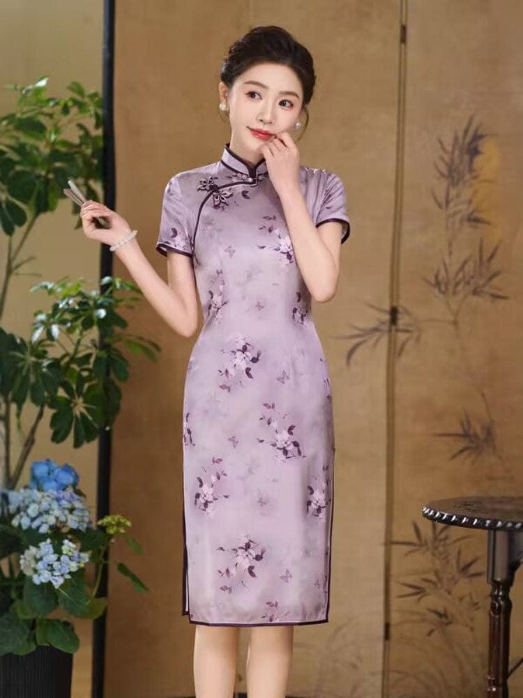 Beth and Brian Qipao-QHJS Old Shanghai style, 19 mome mulberry silk, high-end midi Cheongsam