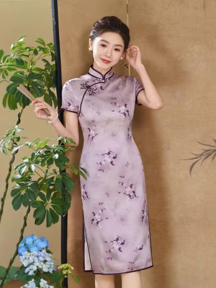Beth and Brian Qipao-QHJS Old Shanghai style, 19 mome mulberry silk, high-end midi Cheongsam
