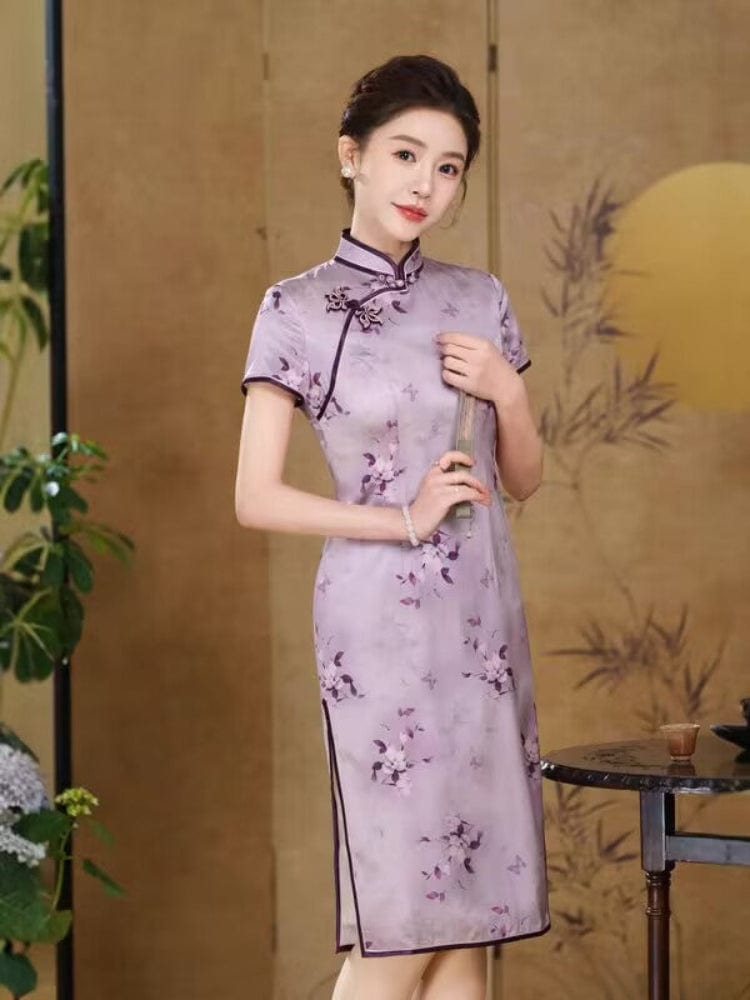 Beth and Brian Qipao-QHJS Old Shanghai style, 19 mome mulberry silk, high-end midi Cheongsam