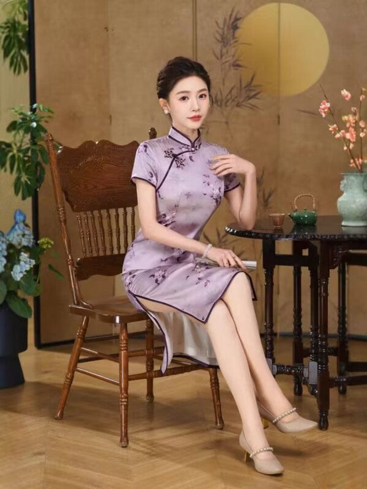 Beth and Brian Qipao-QHJS Old Shanghai style, 19 mome mulberry silk, high-end midi Cheongsam