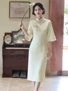 Beth and Brian Qipao-YG Fall and winter collection, floral pattern, daily midi Cheongsam