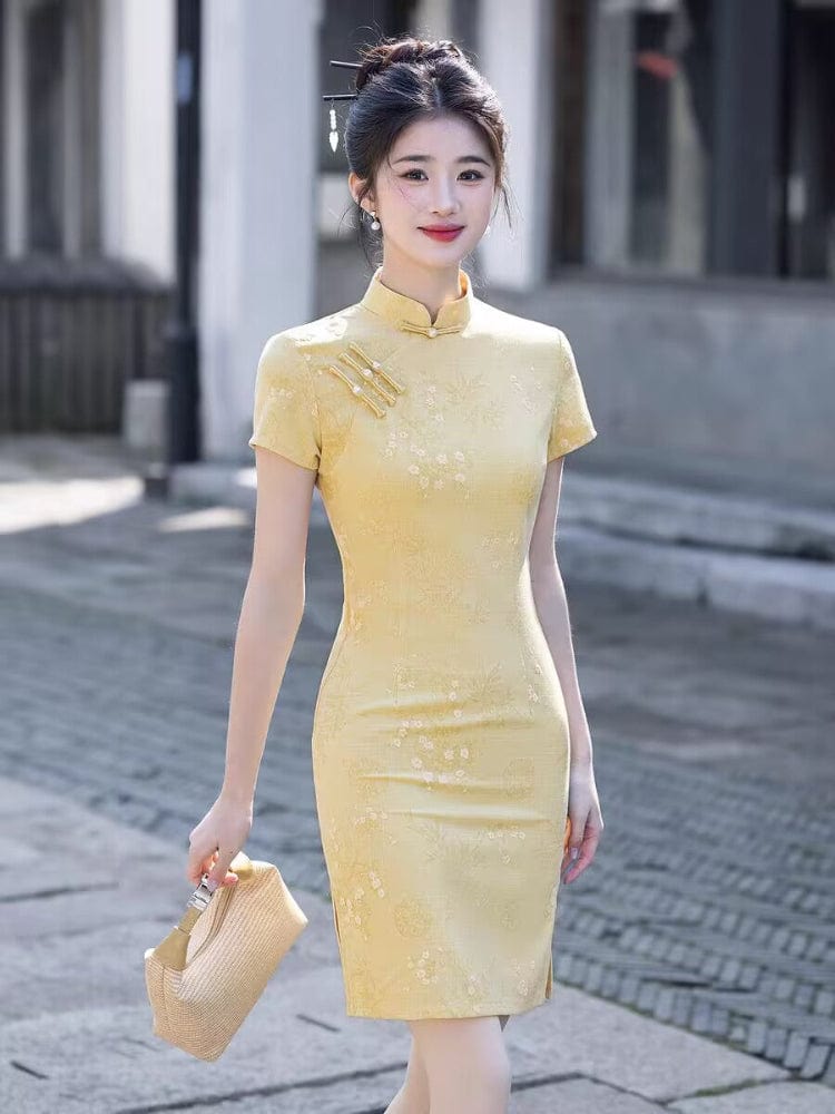 Beth and Brian Qipao-MYJ Floral pattern, cotton&linen short Cheongsam