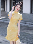 Beth and Brian Qipao-MYJ Floral pattern, cotton&linen short Cheongsam