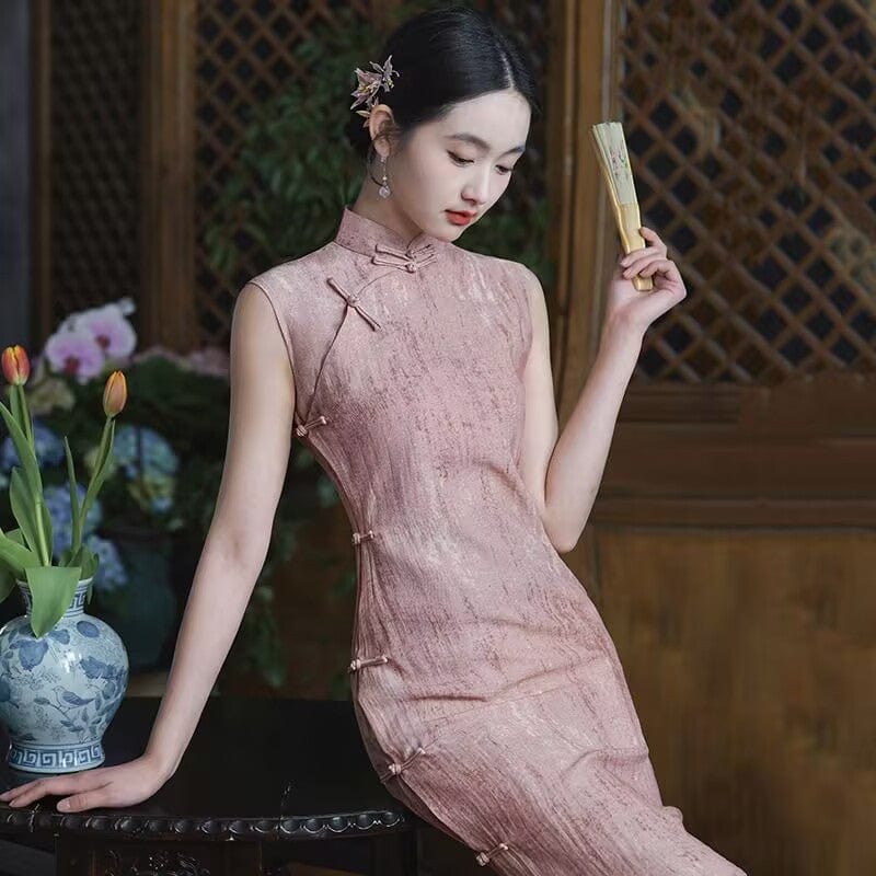 Beth and Brian Qipao-LSB Tencel linen fabric, daily midi Cheongsam