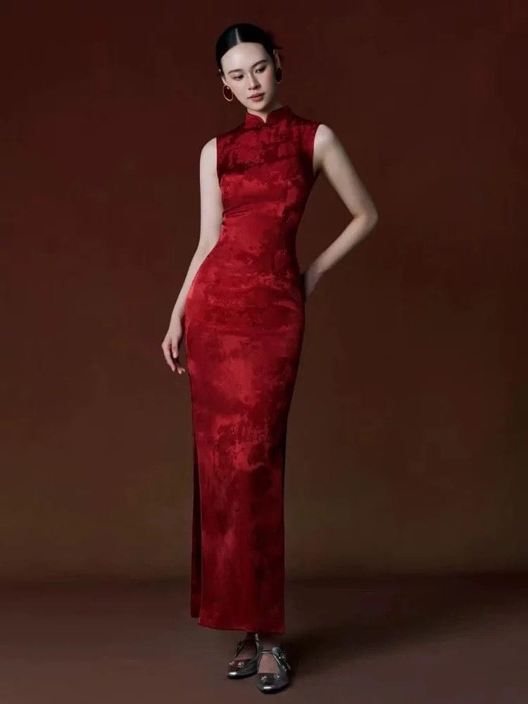 Beth and Brian Qipao-YST Qipao for wedding, jacquard long Qipao set