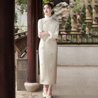 Beth and Brian Qipao-SMQ Winter collection, butterfly pattern long Qipao with Fur-Trimmed Sleeves