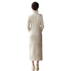 Beth and Brian Qipao-SMQ Winter collection, butterfly pattern long Qipao with Fur-Trimmed Sleeves