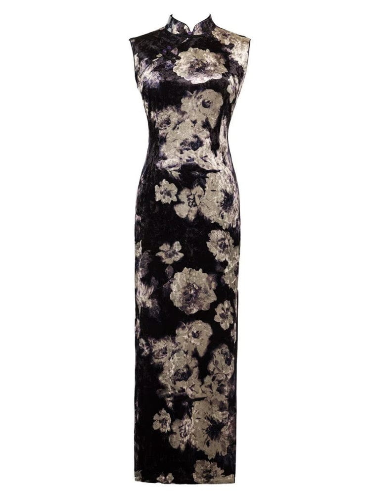 Beth and Brian Qipao-YS Old Shanghai style, sleeveless black long Cheongsam