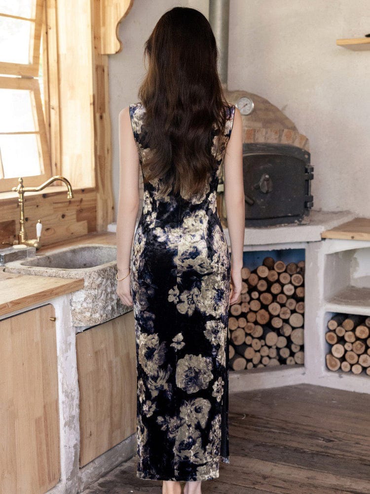 Beth and Brian Qipao-YS Old Shanghai style, sleeveless black long Cheongsam