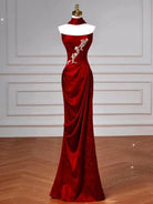 Beth and Brian Qipao-QHM Tube top, New Chinese style (新中式), floral wedding floor length Cheongsam