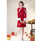 Beth and Brian Qipao-SYK Winter collection, A line, Faux Cashmere Fleece-Lined Thickened Cheongsam