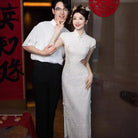 Beth and Brian Qipao-XHZ Floral pattern, Chinese tradional lace midi Cheongsam