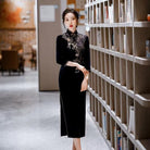Beth and Brian Qipao-QDD Floral pattern, velvet midi plus size Cheongsam for mothers