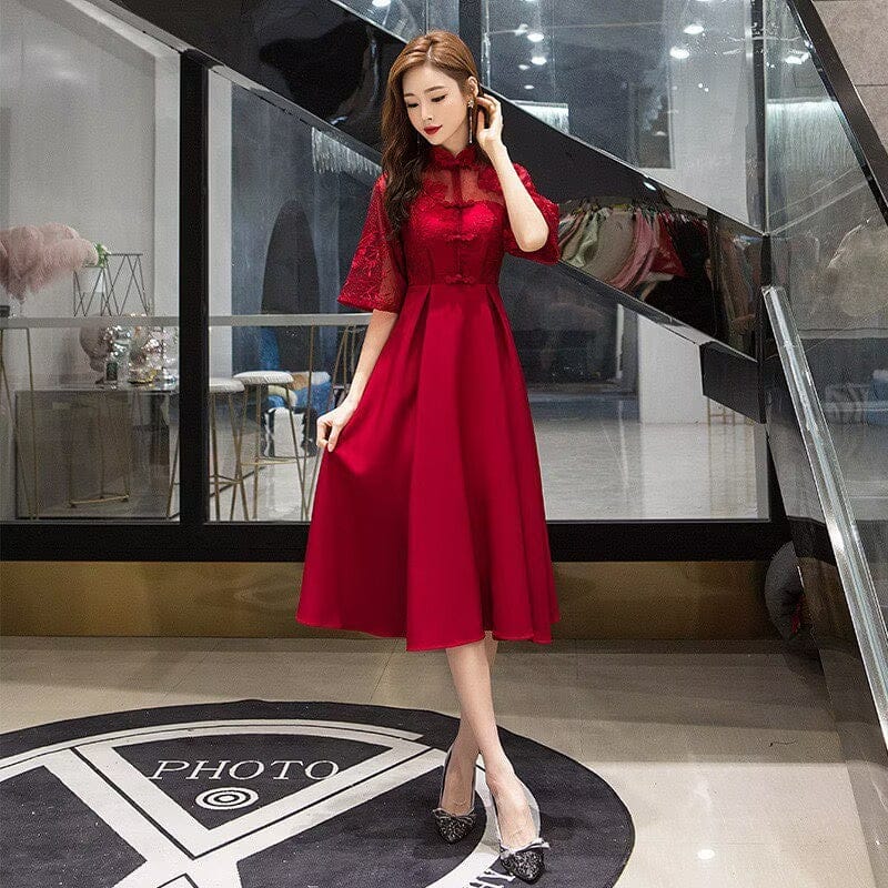 Beth and Brian Qipao-AZH A line Maternity wedding Cheongsam Dress