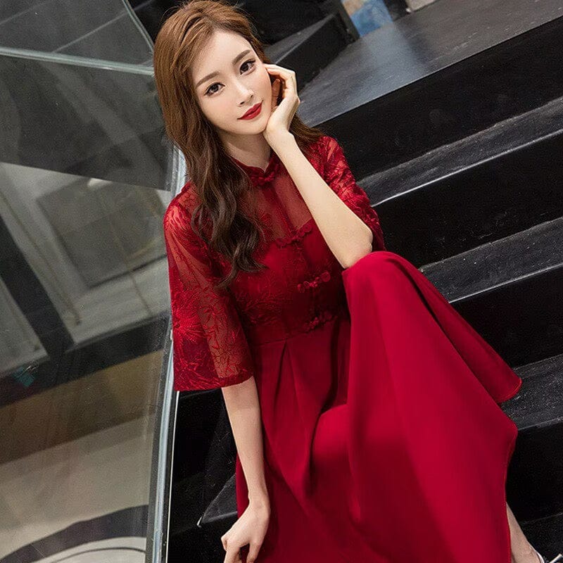 Beth and Brian Qipao-AZH A line Maternity wedding Cheongsam Dress