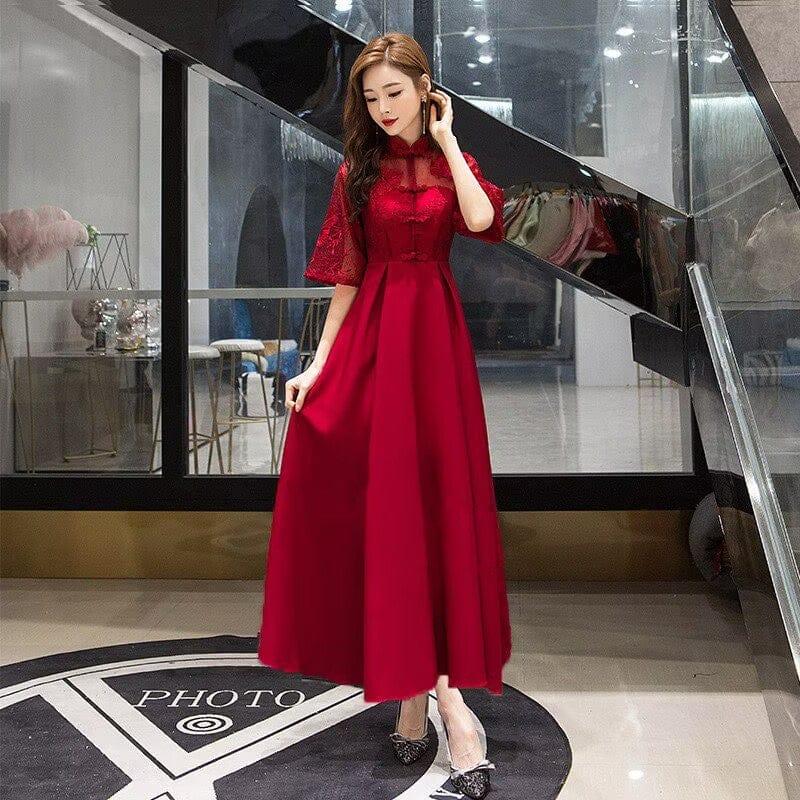 Beth and Brian Qipao-AZH A line Maternity wedding Cheongsam Dress